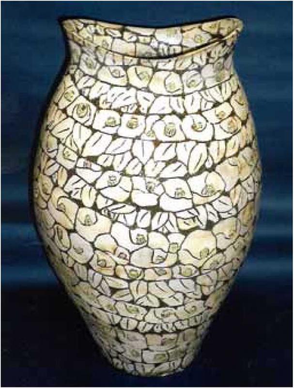 菊池久子作「か落し花文壺」
