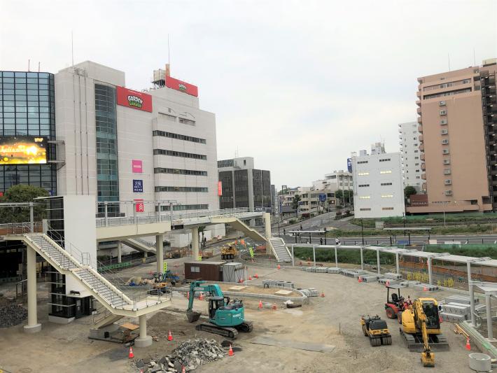取手駅周辺が平たく整地されている様子